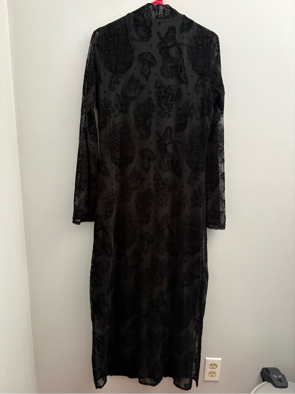 Hexborn Baba Yaga Mesh Maxi Dress Sz 10 – Gothic Witchy Flocked - Picture 5 of 6